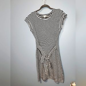 J.Crew black and white striped cotton dress Size Medium tie front